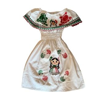 White girls dress, embroidered dress, Mexican girls dress, cotton dress